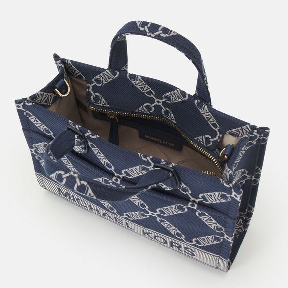 Michael Kors Gigi Large Grab Monogram Denim Tote Bag, Navy, NWT - Picture 12 of 15